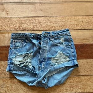Signature8 High Waist Distressed Denim Shorts